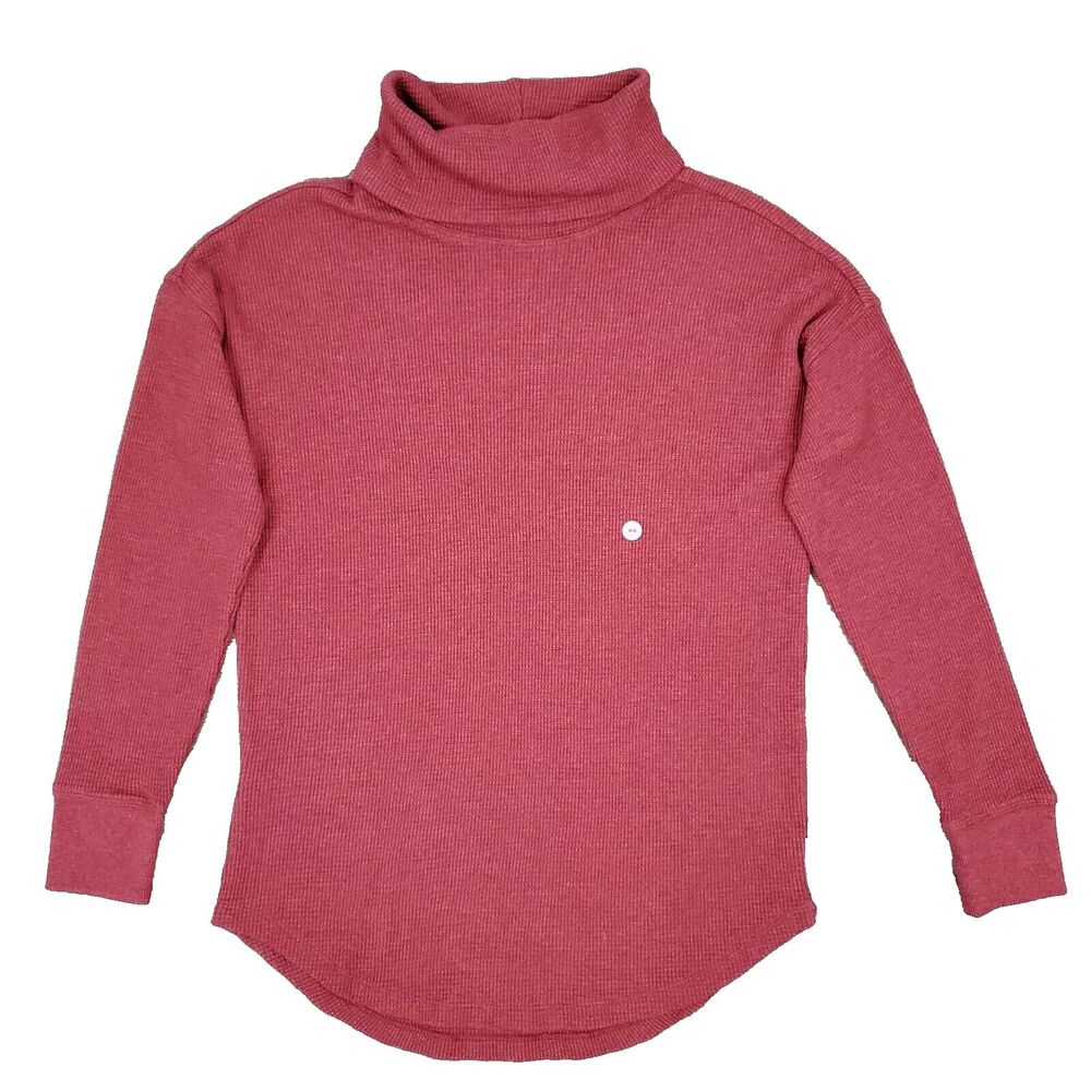 Eddie Bauer Waffle Knit Thermal Turtleneck Sweater XS Base Layer Gorp Granola